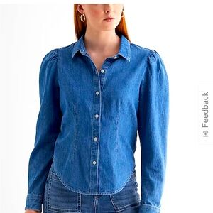 Express Denim Puff Sleeve Portifono shirt brand new size:M